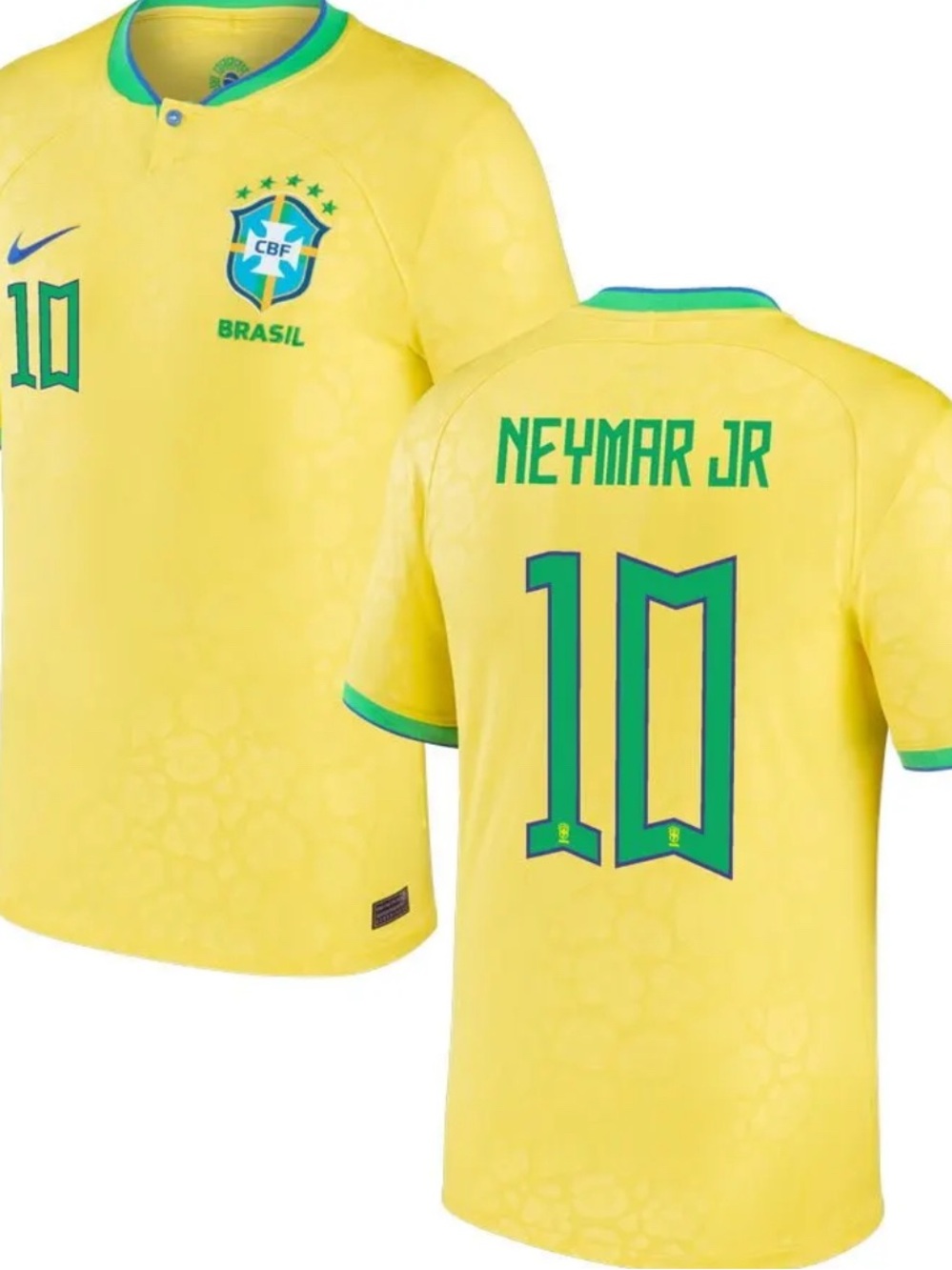 Nike Yellow & Green Brazil mens Neymar Jr #10 Soccer Jersey